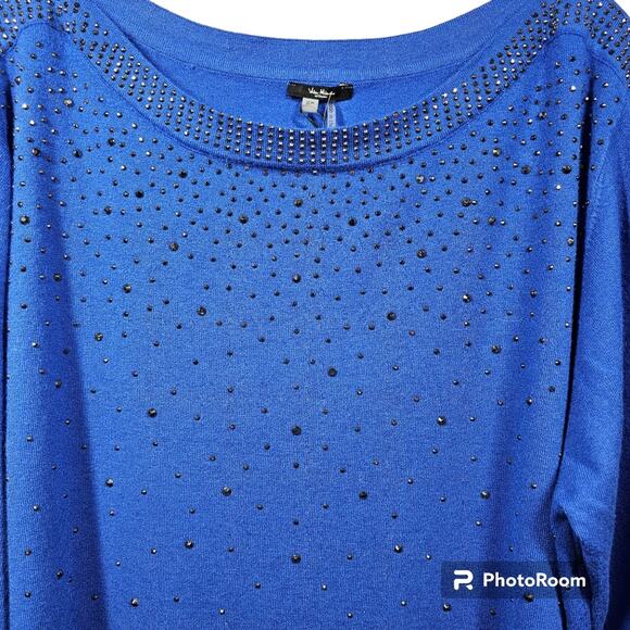 Vila Milano Blue Embellished Women's Sweater NWT Plus Size 2X - Picture 3 of 13